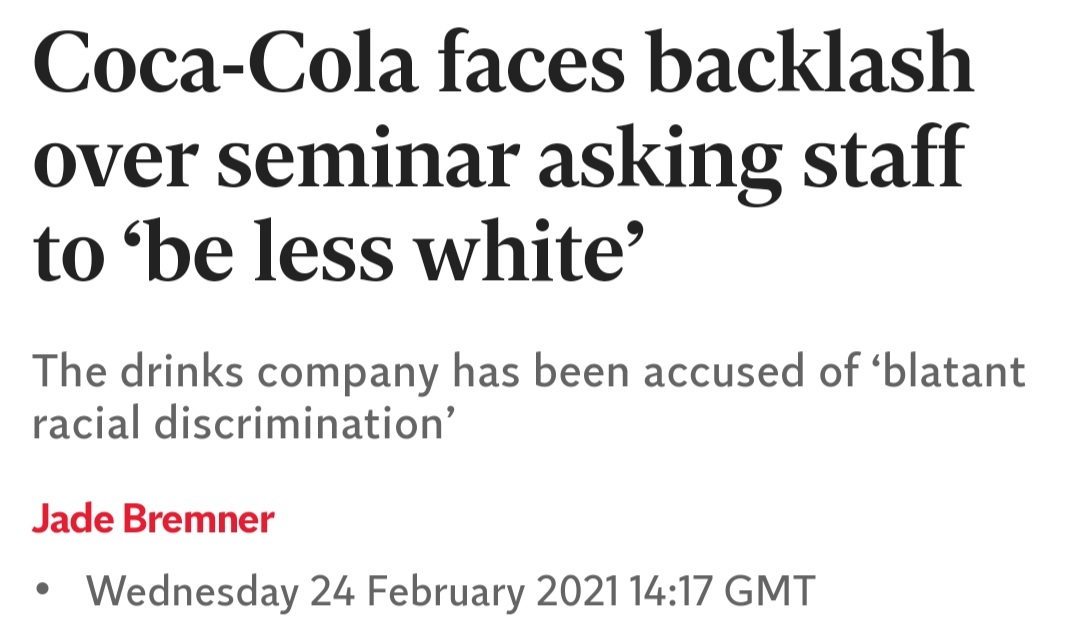 SO TRUE! After all, anti-white bigotry certainly doesn't exist in Corporate America It's pretty wild how these Leftists flip their shit when you simply say 'hey let's not be racist towards any group of people including whites'