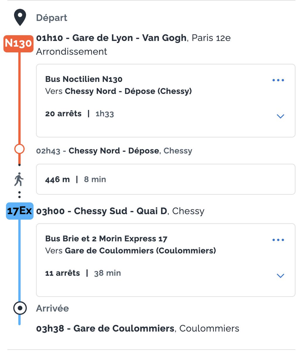 PoteletParisien's tweet photo. Comment aller jusqu'à Coulommiers maintenant que le #N138 est supprimé.
Y a un changement à #MLV attendre 20 minutes et prendre  #Express17. Cette ligne a ete renforcé pour l'occasion on gagne des départs toute la nuit mais un trajet rallonger de 40 minutes
comparatif avant/après https://t.co/GMlWSQmMah
