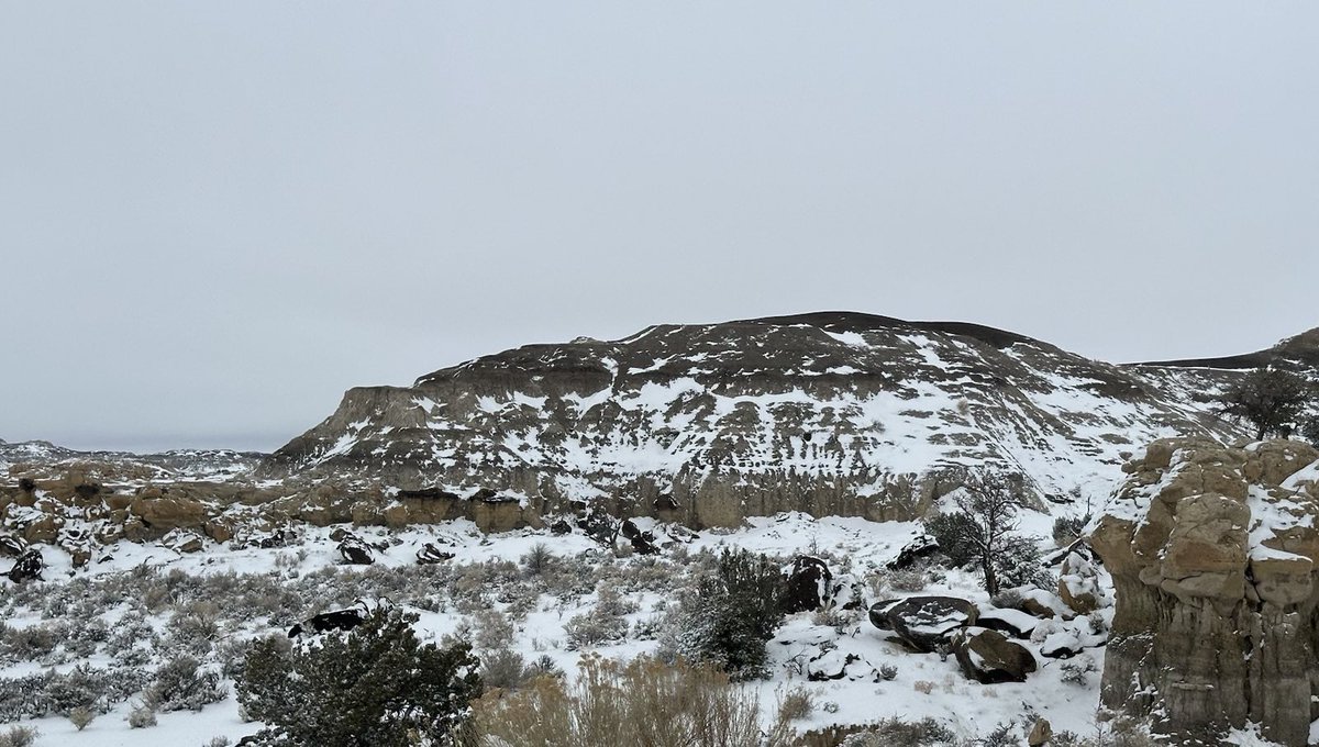 On the road in San Juan County and the snowstorm is finally starting to break.