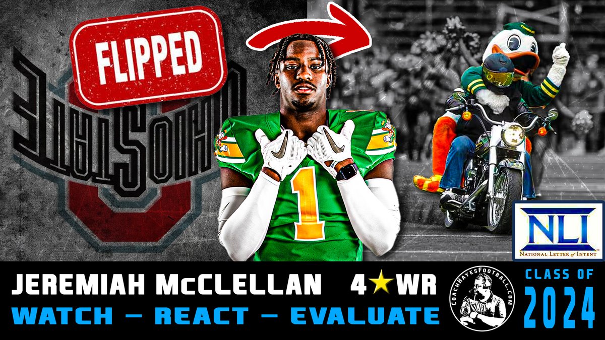 CoachHayesFB's tweet photo. 4⭐ WR: @jay_mac2481 | Highlight Review | #WRE24 #OregonCommit
Watch FULL Breakdown👉 https://t.co/pnQffuQROx
@TheUCReport @oregon__updates
@adamgorney @On3Recruits @mtorressports @_SeanNelson @Ducks_Wire @ByKyleKelly https://t.co/VzGxNDFLwi