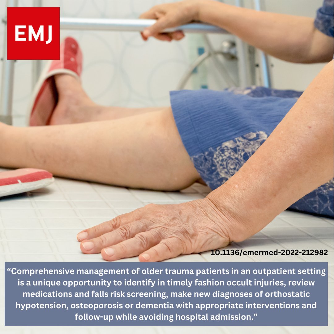 EmergencyMedBMJ's tweet image. #October2023 #OriginalResearch

Silver Trauma Review Clinic: a novel model of care to manage non-operative injuries in older patients

10.1136/emermed-2022-212982