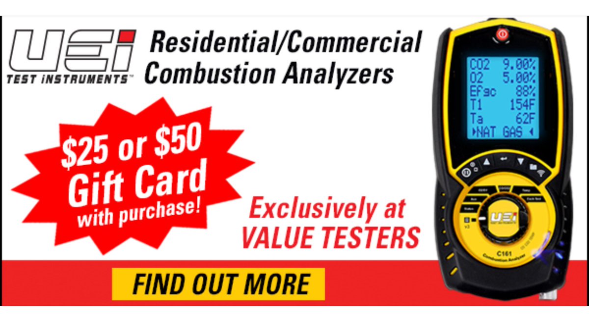 ValueTesters's tweet photo. Top Deal on UEi Combustion Analyzers. Offer valid until January 31, 2024. Find out more and shop at Value Testers: https://t.co/wdhQXDj074
#hvaclife #hvaccontractor #hvacmaintenance
#heatingandcooling #combustionanalyzer #hvactech https://t.co/aWjAnkg516