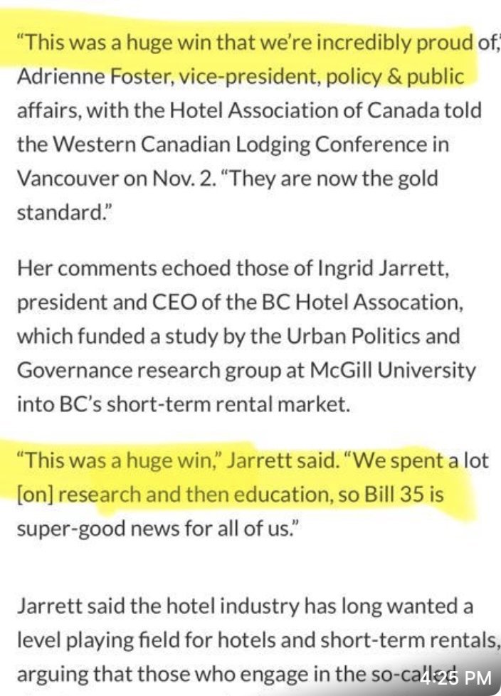 SuzanneLittle's tweet photo. A huge win for the hotels??? This was NOT a huge win for people looking for affordable housing. And banning legal airbnbs kills the tax used for some affordable housing projects and makes travel unaffordable for everyday folks. #bcpoli https://t.co/NlXnBtFQXR
