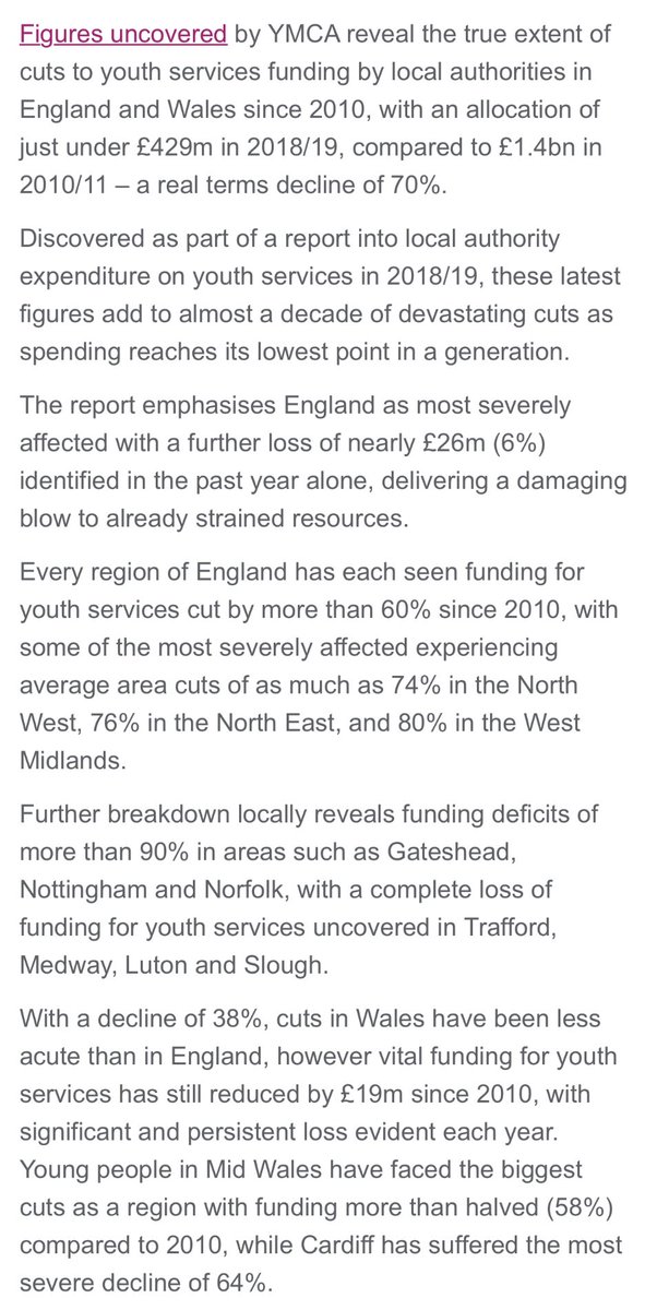 @BBradley_Mans <a href="/HughCasswell/">Hugh Casswell</a> From 2010/11 to 2018/19 750 youth centres have closed and funding has been reduced by 70%

Sources: local.gov.uk/about/campaign… &amp; channel4.com/news/factcheck… &amp; ymca.org.uk/outofservice