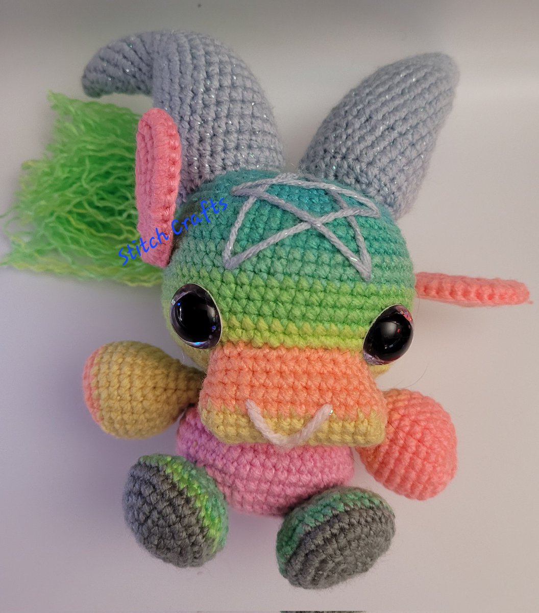 Stitchedcrafts's tweet photo. How cute is this little pastel baphomet? I enjoyed making him, and now want to make him in more colors! 

#handmade #crochet #crocheting #baphomet #yarnart #yarnaddict #yarn #amigurumi #fiberart #plushies #crochetersofinstagram #crochetersoffacebook #crochetersoftwitter https://t.co/kbdnrcClO1