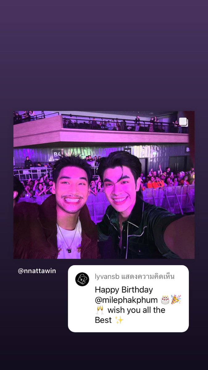 mai__non_'s tweet photo. คุณ lyvansb ตากล้องที่ชอบมายอาโป มาเม้นอวยพรพี่มายในรูปที่โปลงกับลงแฮปพี่มายในสตอรี่ไอจีเขาด้วย น่าร้ากกก

HAPPY BIRTHDAY MILEPHAKPHUM

#MileApo ; #มายอาโป  #MilePhakphum x #Nnattawin https://t.co/8Xgj6SBKTI