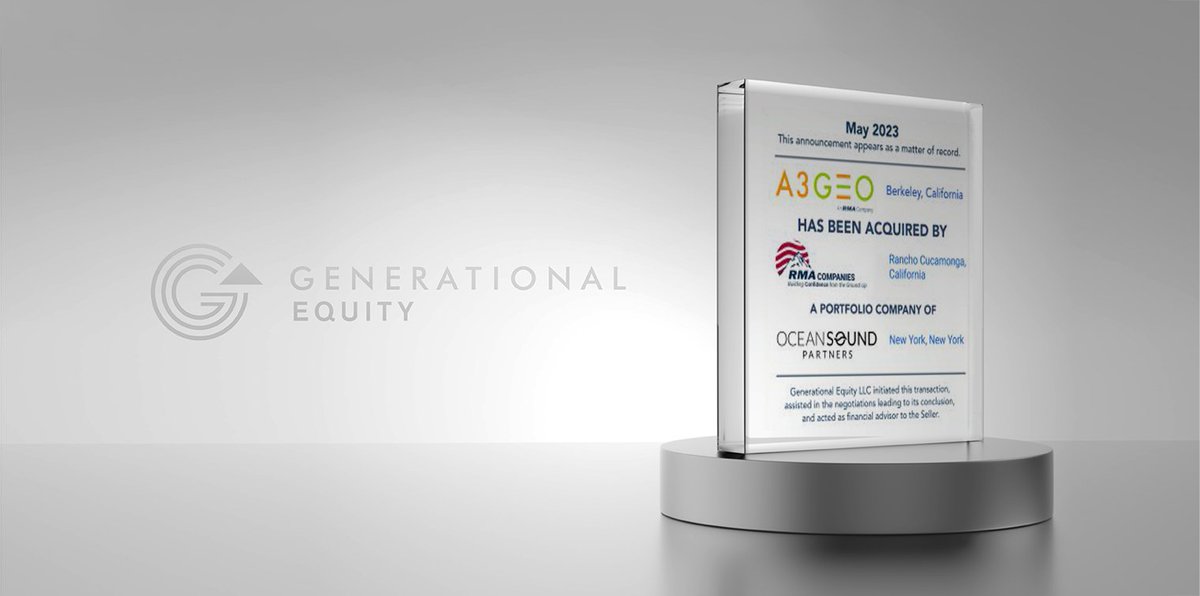 DealForce's tweet photo. DEAL CLOSED 🤝

We’re pleased to share that A3GEO, a @genequityco client, has been acquired by RMA Companies. https://t.co/Yo93HekAIl

#Business #Geology #Consultancy #Berkeley https://t.co/vYobQpfARm