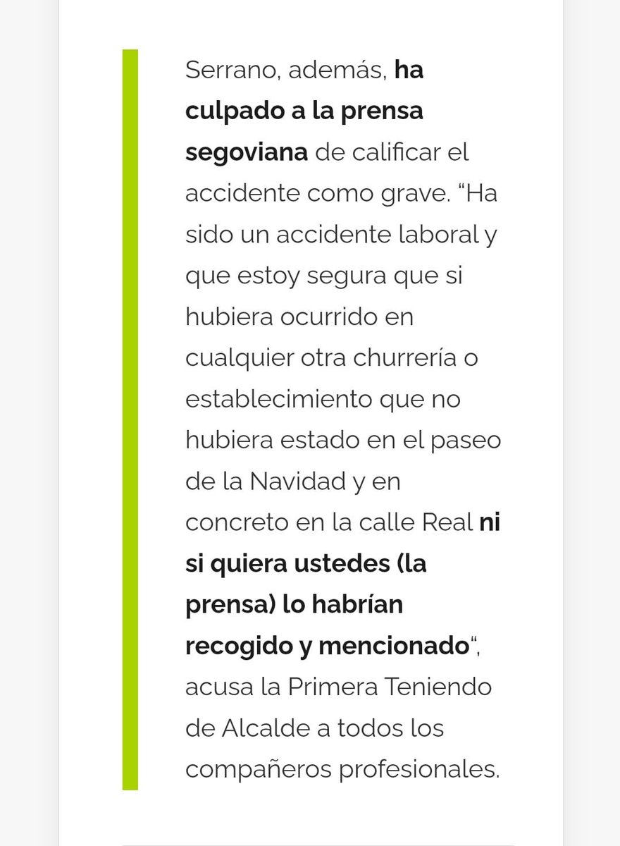 ClaraMartnGarca's tweet image. Y cuando ya no podían meter más la pata en el @segovia_es la portavoz del gobierno municipal, Rosalia Serrano,regaña a la prensa por hacer bien su trabajo e informar de lo sucedido con la churrería en llamas. @prensa_segovia #libertaddeprensa #sosperiodismo
