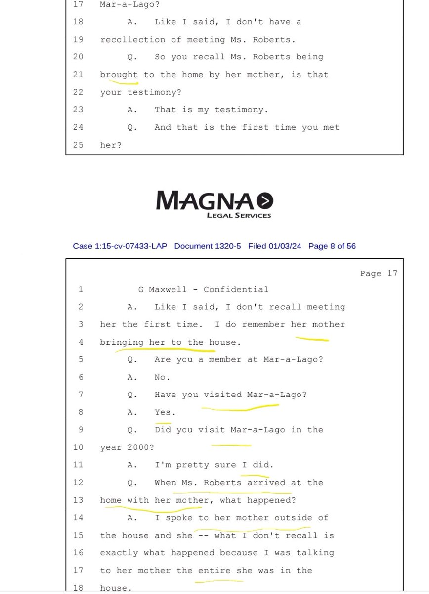There are several parts in this almost thousand page sht show that suggest Mar-a-Lago was also being used as a sex trafficking zone and drop off. This is just one screenshot. There's more. You're welcome to find it yourself.