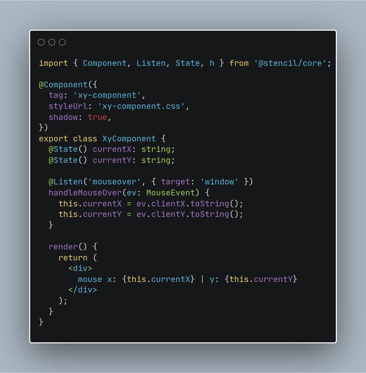 odoenet's tweet image. The State decorator in #StencilJS lets you define props that can trigger a rerender. Maybe you want to listen to some native events and display information based on them. Here is a demo of what that might look like. #webcomponents