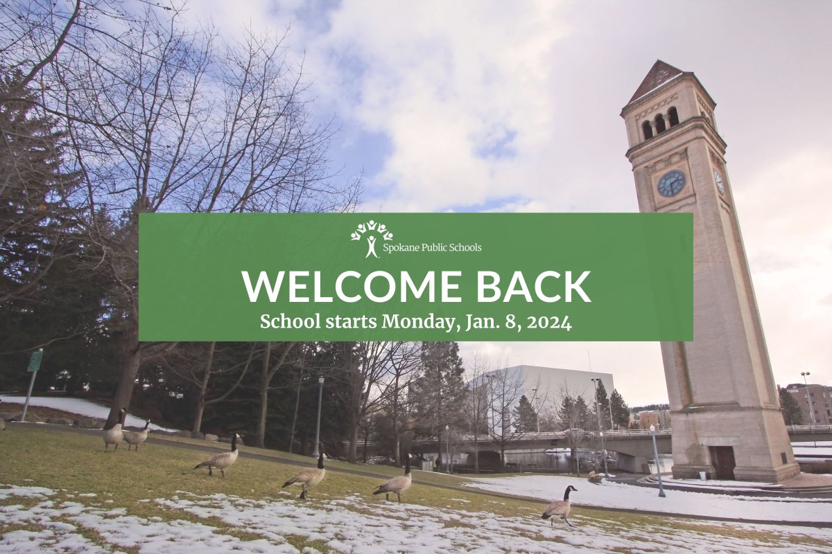 spokaneschools's tweet photo. We hope students, staff and families enjoyed a fun and restful Winter Break!
We will see students on Monday, Jan. 8 on our Late Start Monday schedule. https://t.co/n4qf50oGMA
#Spokane #SpokaneSchools https://t.co/AqoCiZpDYP