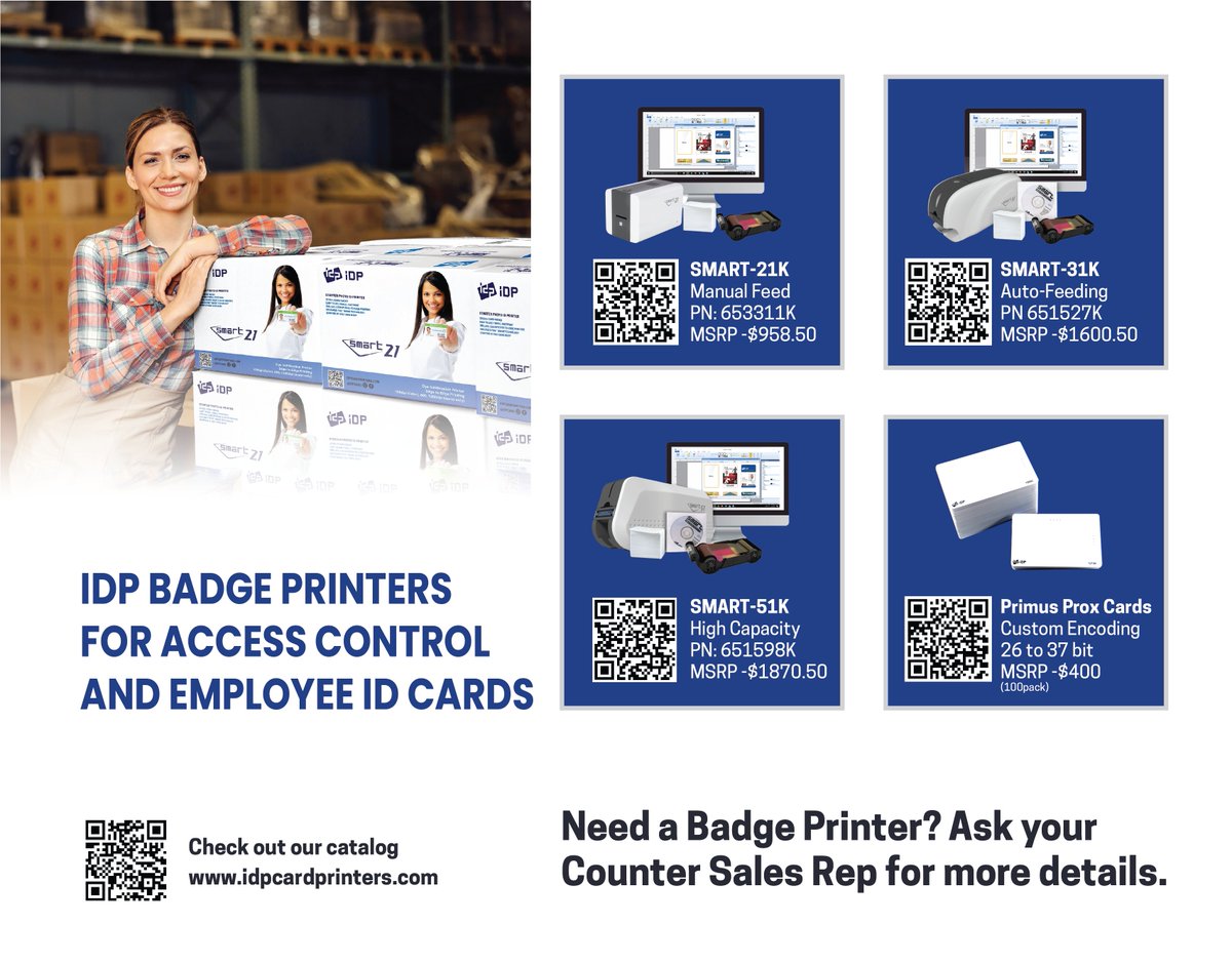 IDP Badge Printers to Simplify Access Control and Employee Management. Choose IDP Printers for all your badging needs. Print Smarter, Not Harder! #badgeprinter #cardprinter #accesscard #accesscontrol #rfid #proxcard #accesscontrolsolutions #idcardsystem