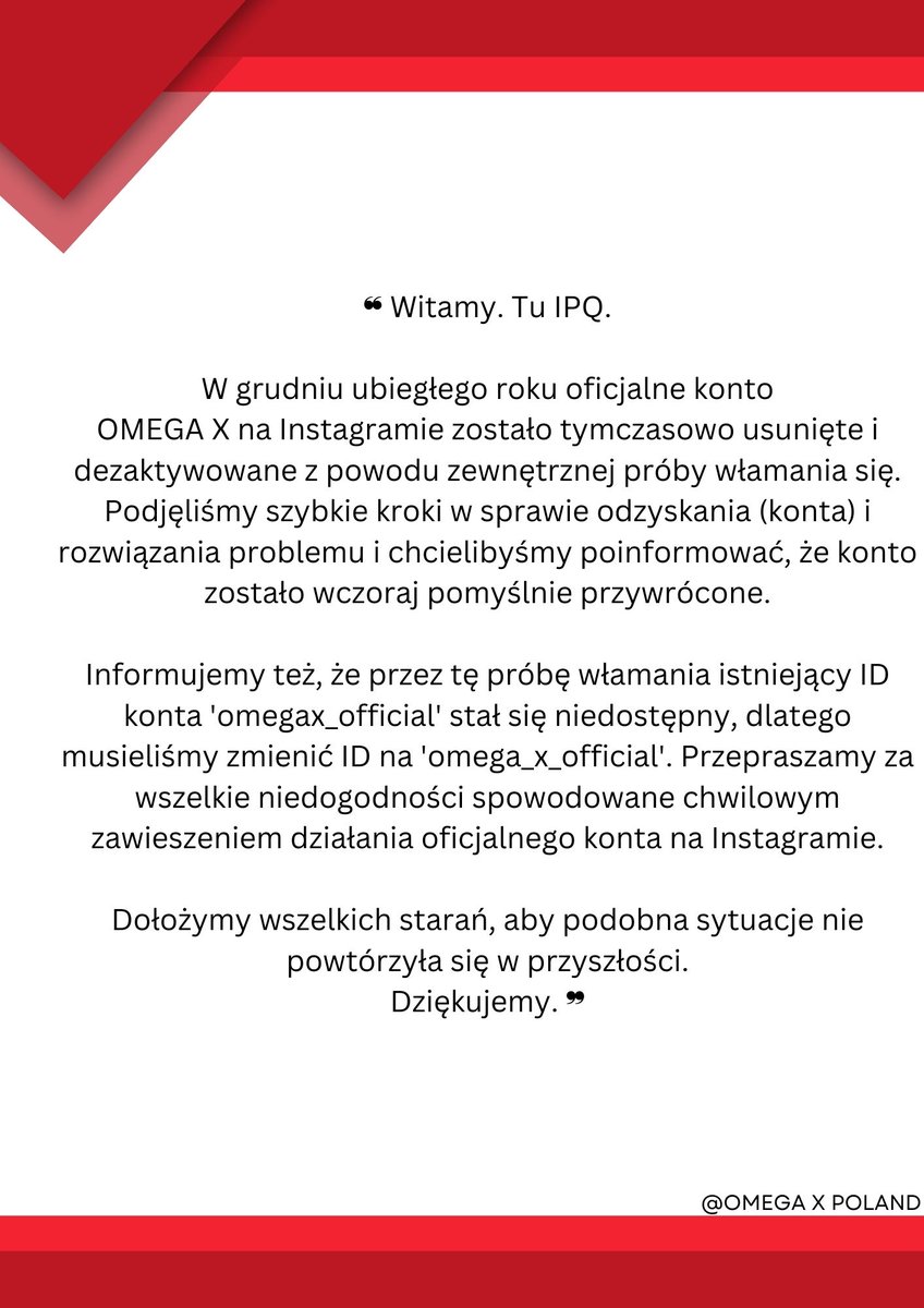omegax_poland's tweet photo. ‼️| 240104 — INFO ˖ ࣪ .

❝ Witamy. Tu IPQ... ❞

#OMEGA_X #오메가엑스 #IPQ https://t.co/bQVNXt0eeh