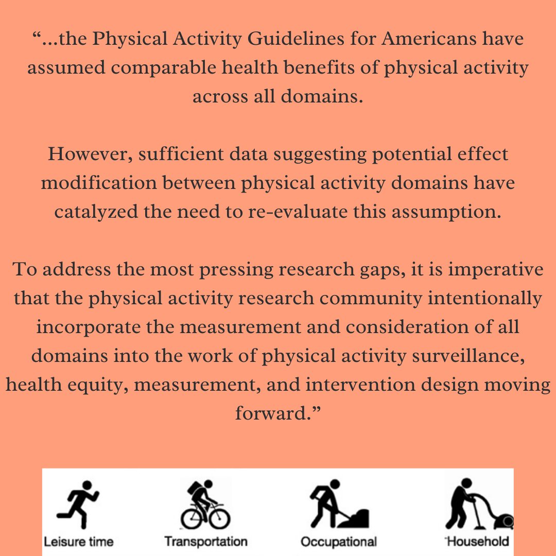 Context Matters: The Importance of #PhysicalActivity Domains for #PublicHealth Great #openaccess commentary about the importance of assessing the domain of physical activity. Available here: doi.org/10.1123/jmpb.2… #epidemiology #measurement #healthequity