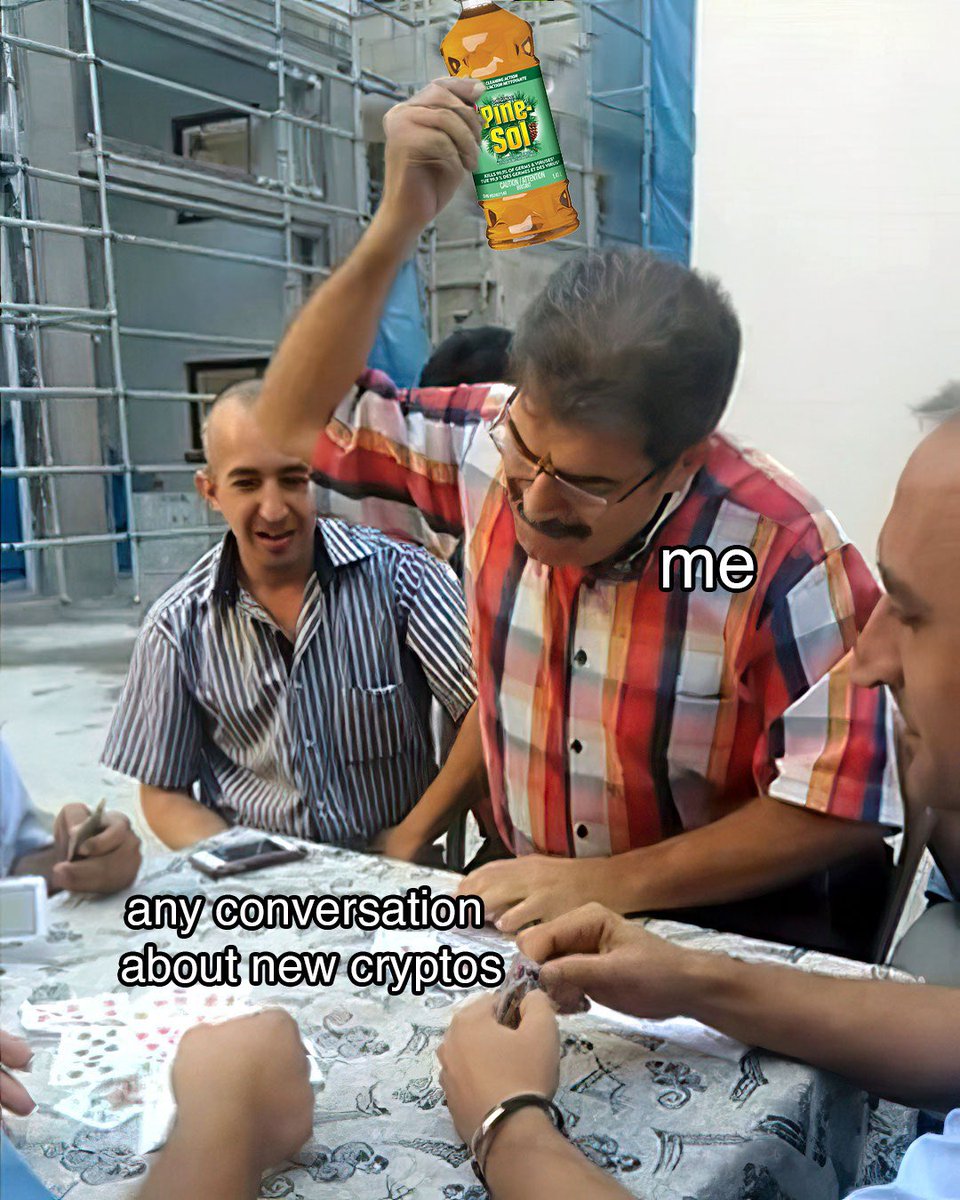 Literally me 

$PINE / $SOL

$BONK $MYRO $WIF $GLORB $PRNT $JUP $ETH $PEPE #USEDCAR $POPO $PYTH