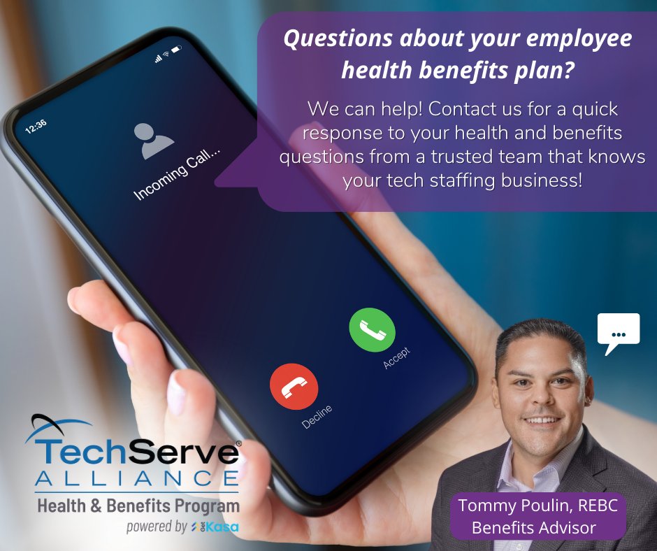 TechServe_Assoc's tweet image. Consider your options by speaking to a trusted benefits partner who can assist with questions and guidance as you finalize your employee benefits plan. 

Contact our Health &amp;amp; Benefits team with your questions today. hubs.la/Q02fbt_Q0  

#employeebenefits #grouphealthplan