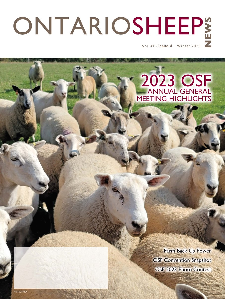 Are you looking to advertise? Looking to reach over 3k viewers? We can help! The deadline to be in the spring issue is February 3rd 2024 at noon! For more information contact Michael Richards OSF Sponsorship/Advertising Tel: 905-745-4579 Email: mrichards@ontariosheep.org #sheep