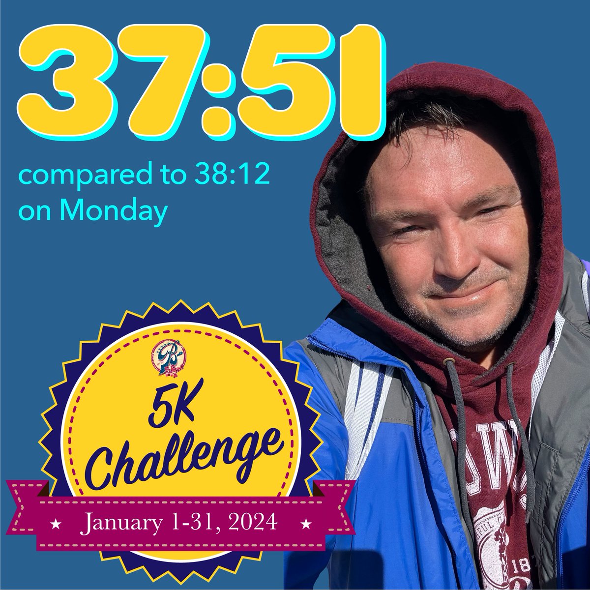 RunTheBluegrass's tweet image. 37:51! A stellar 21 seconds faster than Monday.

I gotta work on my start. Holy mackerel is this boy slow AF the first 20 minutes. If I get that segment improved, I can be down around 32-33 by the end of the month.

Post your mid-week updates on our FB page!

#January5KChallenge