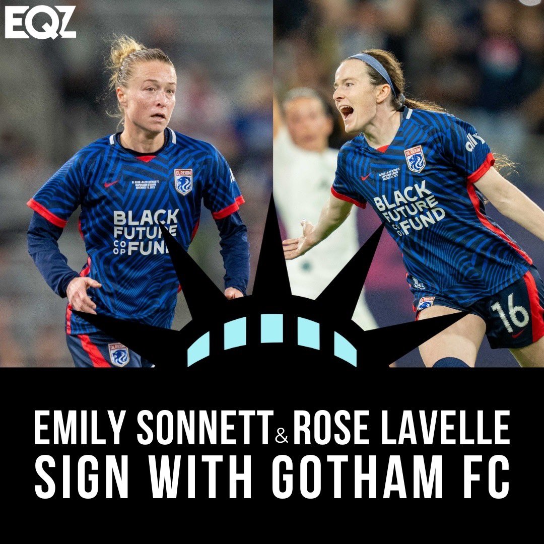 EqualizerSoccer's tweet photo. BREAKING: @GothamFC announced today that the club has signed #USWNT midfielders, Olympians, and #FIFAWWC Champions Rose Lavelle and Emily Sonnett – also a two-time #NWSL Champion – to multiyear contracts with the club through 2026. https://t.co/xtDnMlaK3S