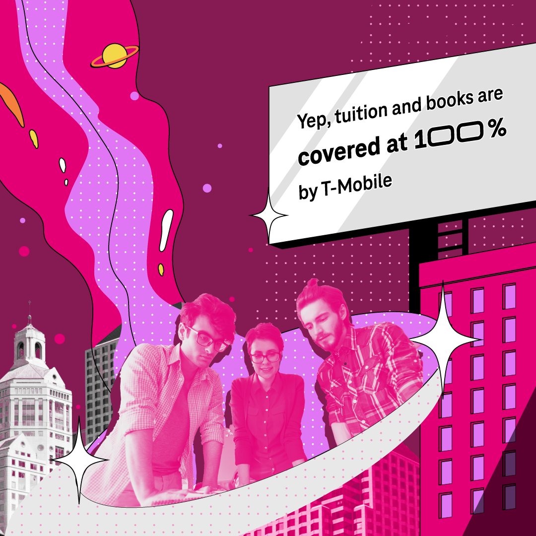 FYI #TeamMagenta 🗣 <a href="/TMobile/">T-Mobile</a> 100% covers tuition and books at a bunch of schools  😎 check out the info here: ms.spr.ly/6013icn0d
