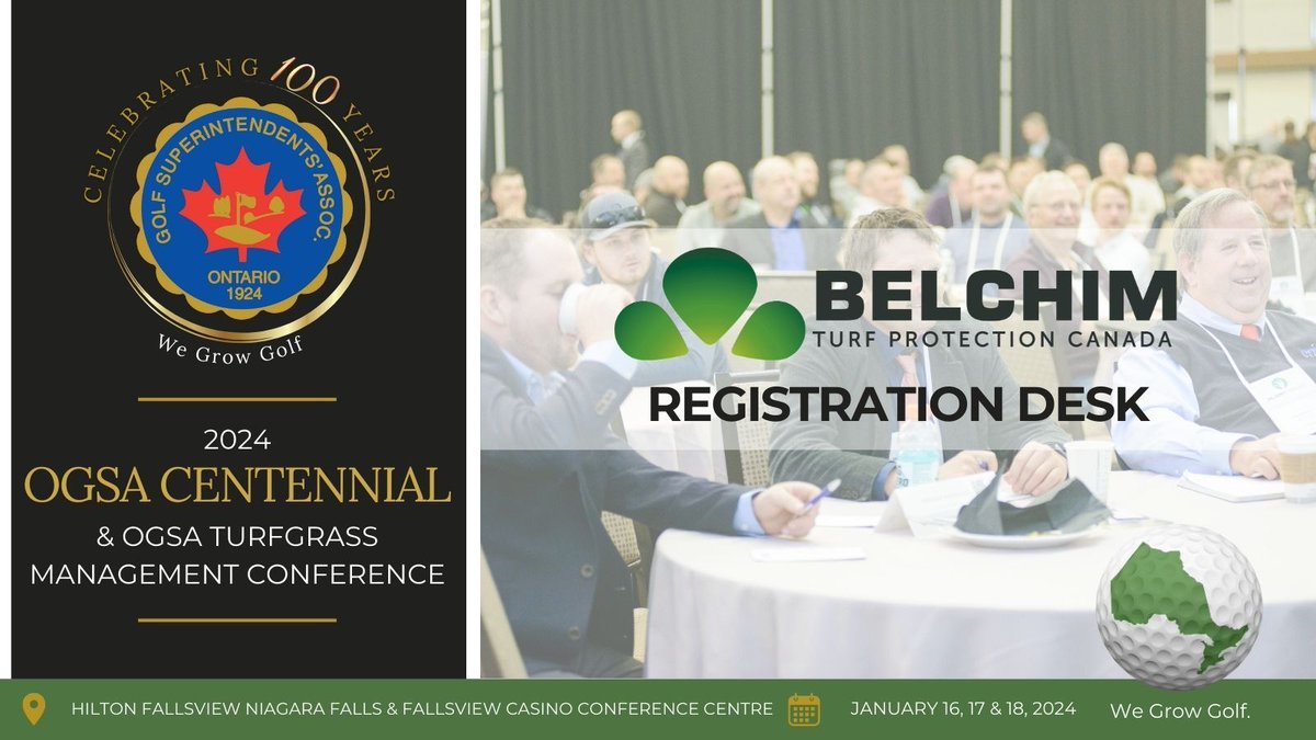 OGSA (@ontariogsa) on Twitter photo The 2024 Turfgrass Management Conference is fast approaching! We, along with Registration Desk sponsor <a href="/BelchimTurf/">Belchim Turf Protection Canada</a>, look forward to seeing you in Niagara Falls from Jan 16-18! Register today! You have until Jan 8. buff.ly/416hijh The 2024 Turfgrass Management Conference is fast approaching! We, along with Registration Desk sponsor <a href="/BelchimTurf/">Belchim Turf Protection Canada</a>, look forward to seeing you in Niagara Falls from Jan 16-18! Register today! You have until Jan 8. buff.ly/416hijh