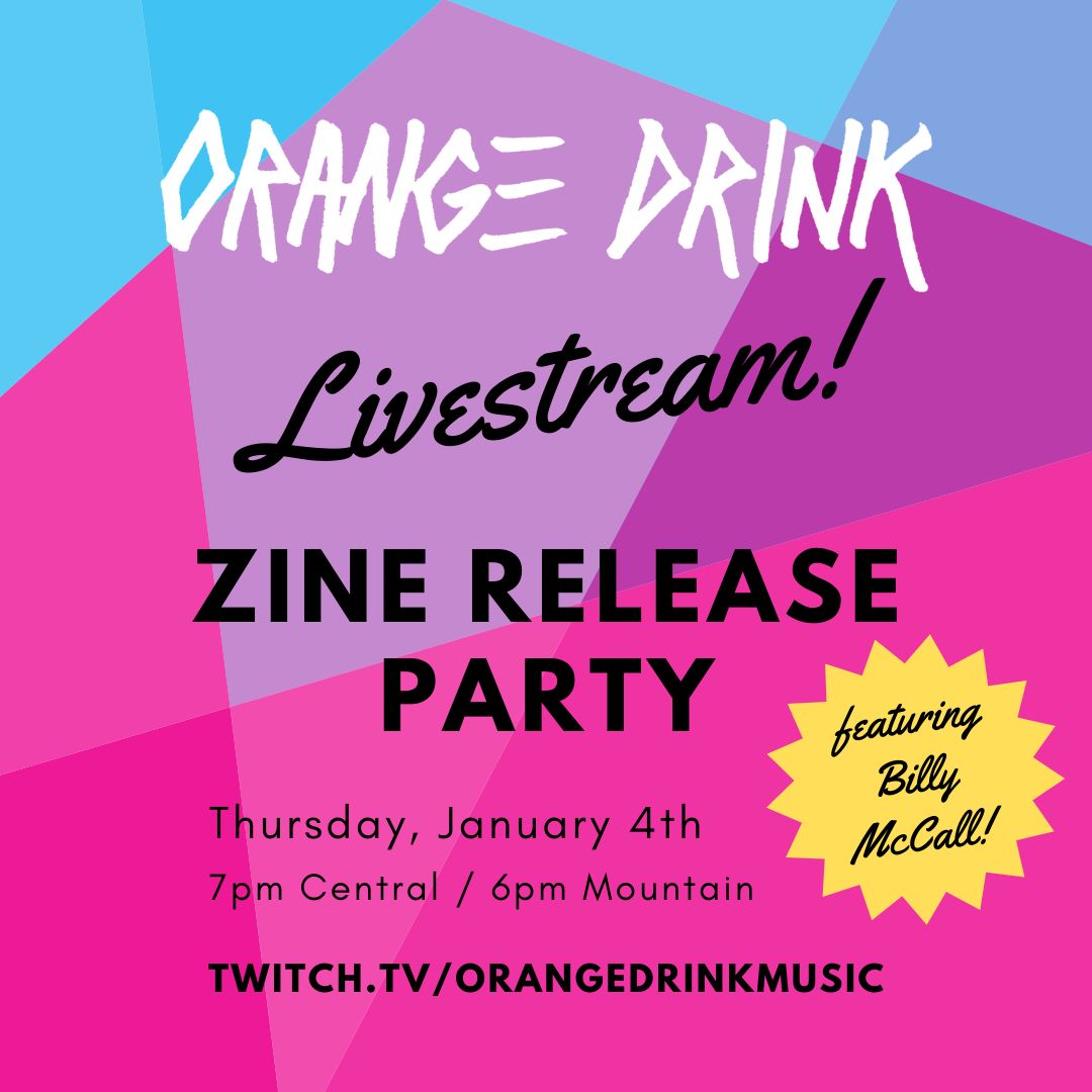 orange_drink_'s tweet image. TONIGHT!  Livestream discussion with Billy McCall about our zine talking about my Weekly Beats 2022 project where I wrote and recorded one song a week and made a music video (and lived to tell the tale!)  7pm Central / 6pm Mountain buff.ly/3TQoM8i #weeklybeats #zines