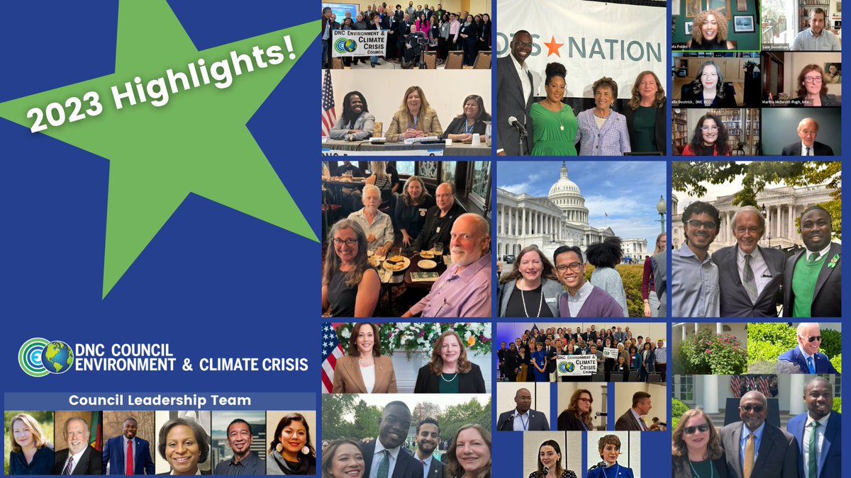 DNCClimate's tweet photo. Highlights from 2023! With heartfelt gratitude for your work for a greener, more just future. We look forward to working with you in 2024.
Now more than ever, climate can't wait. Join us to elect #ClimateDems from school board to the White House: https://t.co/BTvMRhwONi https://t.co/iZU20pUfJP