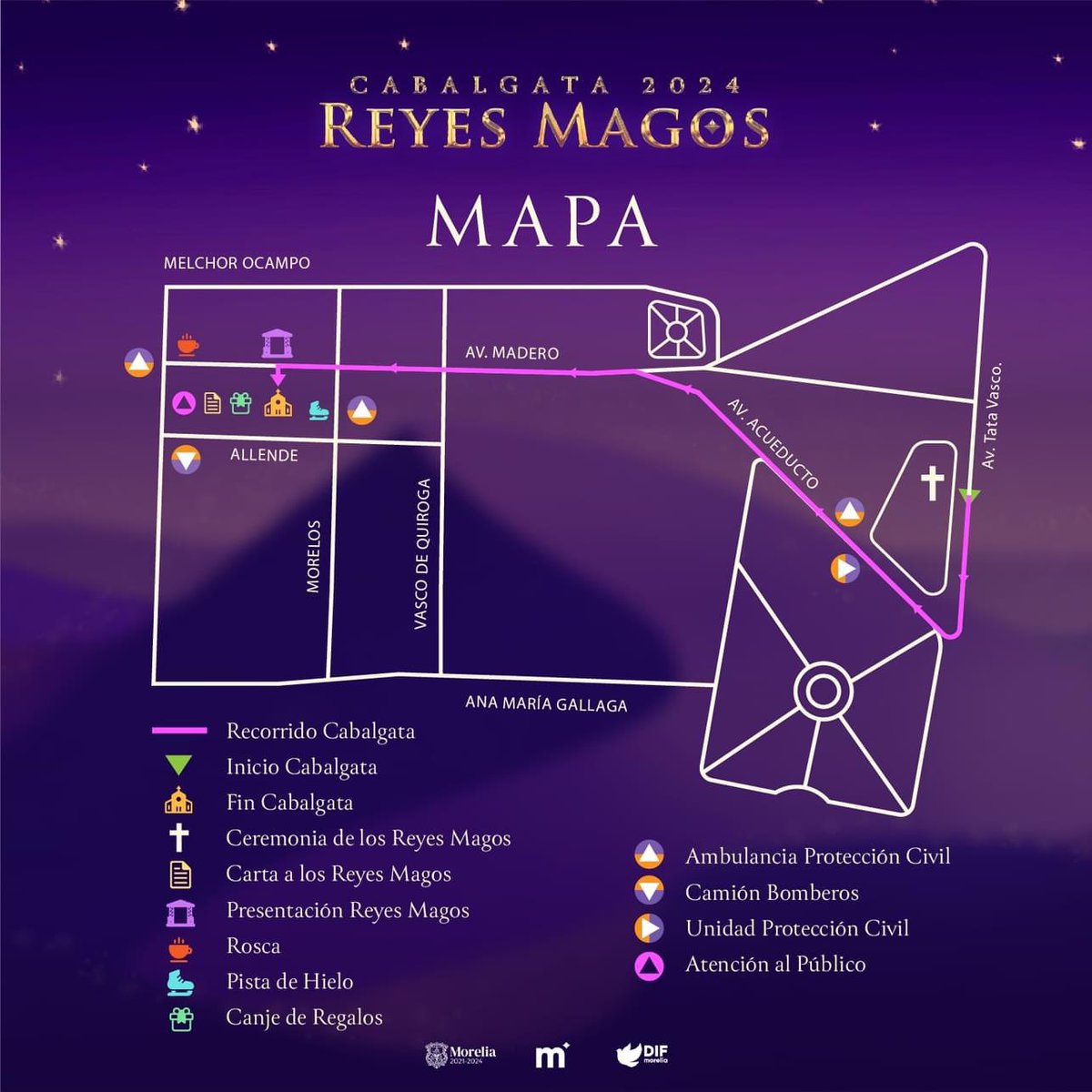 SeculMorelia's tweet photo. 🐎 🐫🐘 Este viernes no te pierdas la cabalgata de los Reyes Magos en nuestra ciudad conoce la ruta que seguirán. 
Disfruta del concierto que ofrecerá la Orquesta Filarmónica Juvenil de Morelia en punto de las 20:30 hrs frente a Catedral. 
#MoreliaEsCultura #MoreliaBrilla ✨ https://t.co/s30YJTga4Y