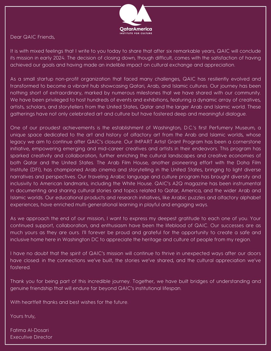 Qatar America Institute for Culture tweet media