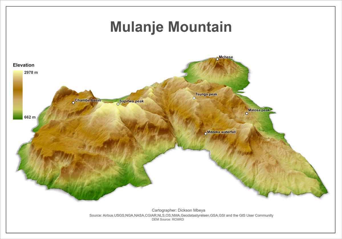 DicksonMbeya's tweet photo. First cartographic output of 2024. 
Mulanje Mountain, Malawi
#cartography #arcgispro https://t.co/qWh0lpxNZr