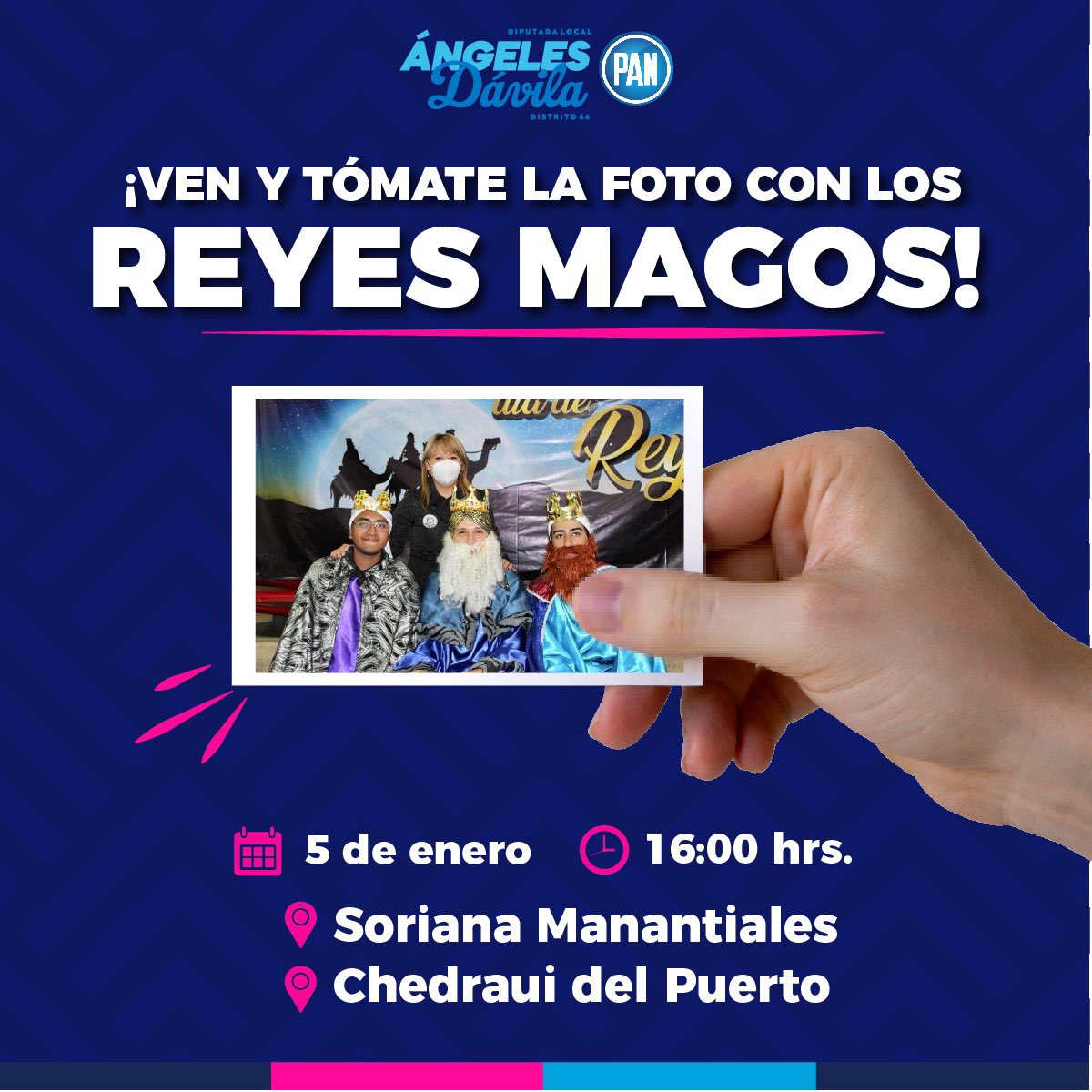Mario Arana Fragoso (@marioarana64) on Twitter photo ¡No te lo pierdas! 🔵📸🤳🏻
Nuestra Diputada Local <a href="/AngelesDavilaV1/">Ángeles Dávila Vargas</a> invitó a los Reyes Magos a #NicolásRomero, ven y tomate la foto.
(No olvides traer a toda tu familia) ¡No te lo pierdas! 🔵📸🤳🏻
Nuestra Diputada Local <a href="/AngelesDavilaV1/">Ángeles Dávila Vargas</a> invitó a los Reyes Magos a #NicolásRomero, ven y tomate la foto.
(No olvides traer a toda tu familia)