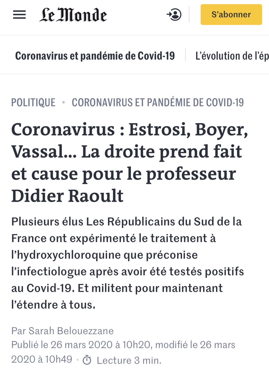 <a href="/StefanCuvelier/">Stefan Cuvelier</a> <a href="/raoult_didier/">Didier Raoult</a> Ils en ont pris des risques nos politiques en accourant à l’IHU pour s’y faire soigner. Par chance ils n’ont pas fait partie des 16000 morts…