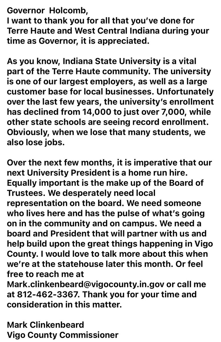 Clink4vigo's tweet photo. ⁦@GovHolcomb⁩ #terredise https://t.co/mCdNaZmXHW