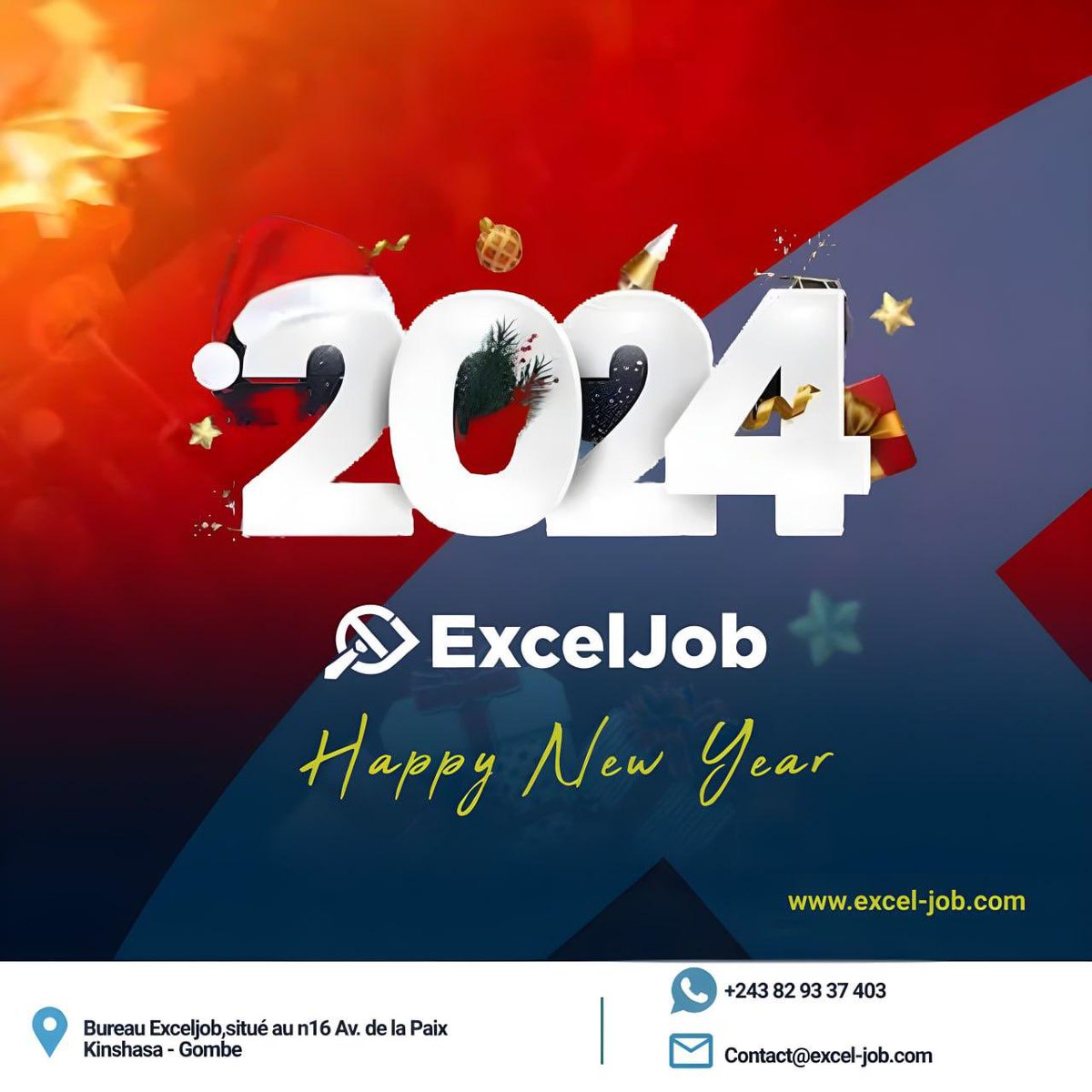 excel_job's tweet photo. Toute l’équipe d’ExcelJob vous remercie pour votre confiance et vous présente ses meilleurs vœux pour l’année 2024 🤩🤩

Santé - Joie - Bonheur - Réussite 🙏🏾

À nous 2024 🥳🥳🥳

#recrutement #emploi #emploirdc #cv #job #recherchetravail #offre #kinshasa #rechercheemploi #work https://t.co/wigopHdfad
