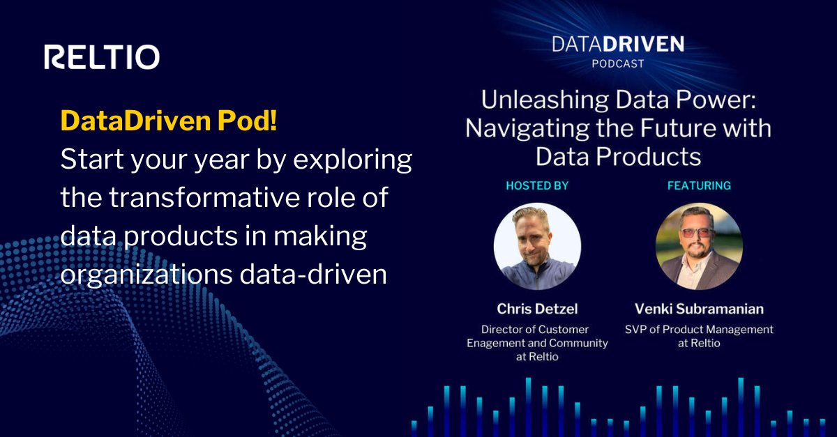 In the latest episode of the DataDriven podcast, @BT_cdetzel interviews Venki Subramanian, SVP of Product Management at Reltio, about the transformative role data products play in making organizations data-driven and efficient. Listen here: datadrivenpodcast.com/episodes/unlea…