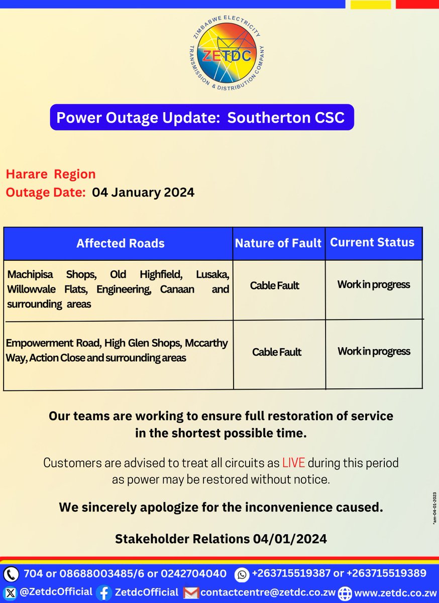 AsterXe_dex's tweet photo. Clients in the following areas kindly take note: #PowerOutageUpdate
#Highfield  #HighGlen https://t.co/T6pyawooLF
