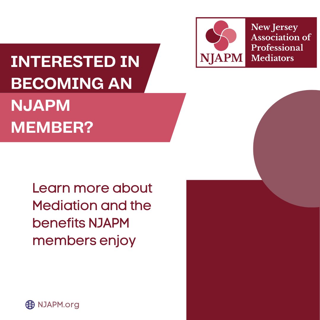 njapm's tweet photo. NJAPM is the largest statewide mediation organization, and the only one in New Jersey with a structured accreditation process. We are the voice for professional mediators in New Jersey.

Learn more about NJAPM member benefits: https://t.co/95pSyIYTSo https://t.co/AYcfhFP1eo