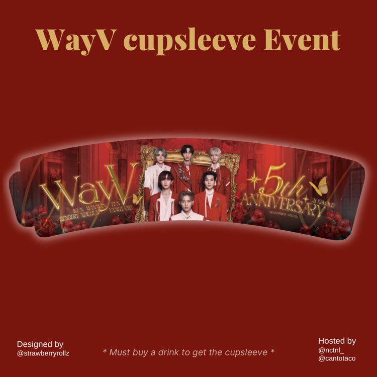Cupsleeve design reveal✨

Sunday 21st January 2024, an event for <a href="/Wayv_official/">WayV</a> will be held to celebrate their 5th year! More info will follow soon so please keep an eye on it! 

#WAYV #威神V #NCT #KUN #TEN #WINWIN #XIAOJUN #HENDERY #YANGYANG <a href="/WayV_official/">WayV</a> <a href="/NCTsmtown/">NCT</a>