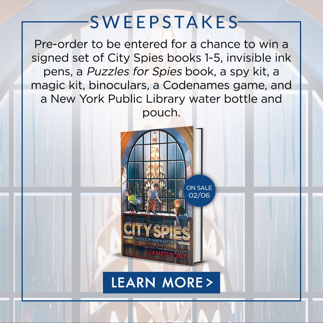James Ponti (@jamesponti) on Twitter photo This mission is almost hot! The City Spies are almost a go! Check out this sweepstakes <a href="/BNBuzz/">Barnes & Noble</a> is hosting for Mission Manhattan. Preorder and you're automatically entered for a chance to win this amazing prize package.
shorturl.at/vMX36 <a href="/SimonKIDS/">Simon Kids</a> This mission is almost hot! The City Spies are almost a go! Check out this sweepstakes <a href="/BNBuzz/">Barnes & Noble</a> is hosting for Mission Manhattan. Preorder and you're automatically entered for a chance to win this amazing prize package.
shorturl.at/vMX36 <a href="/SimonKIDS/">Simon Kids</a>