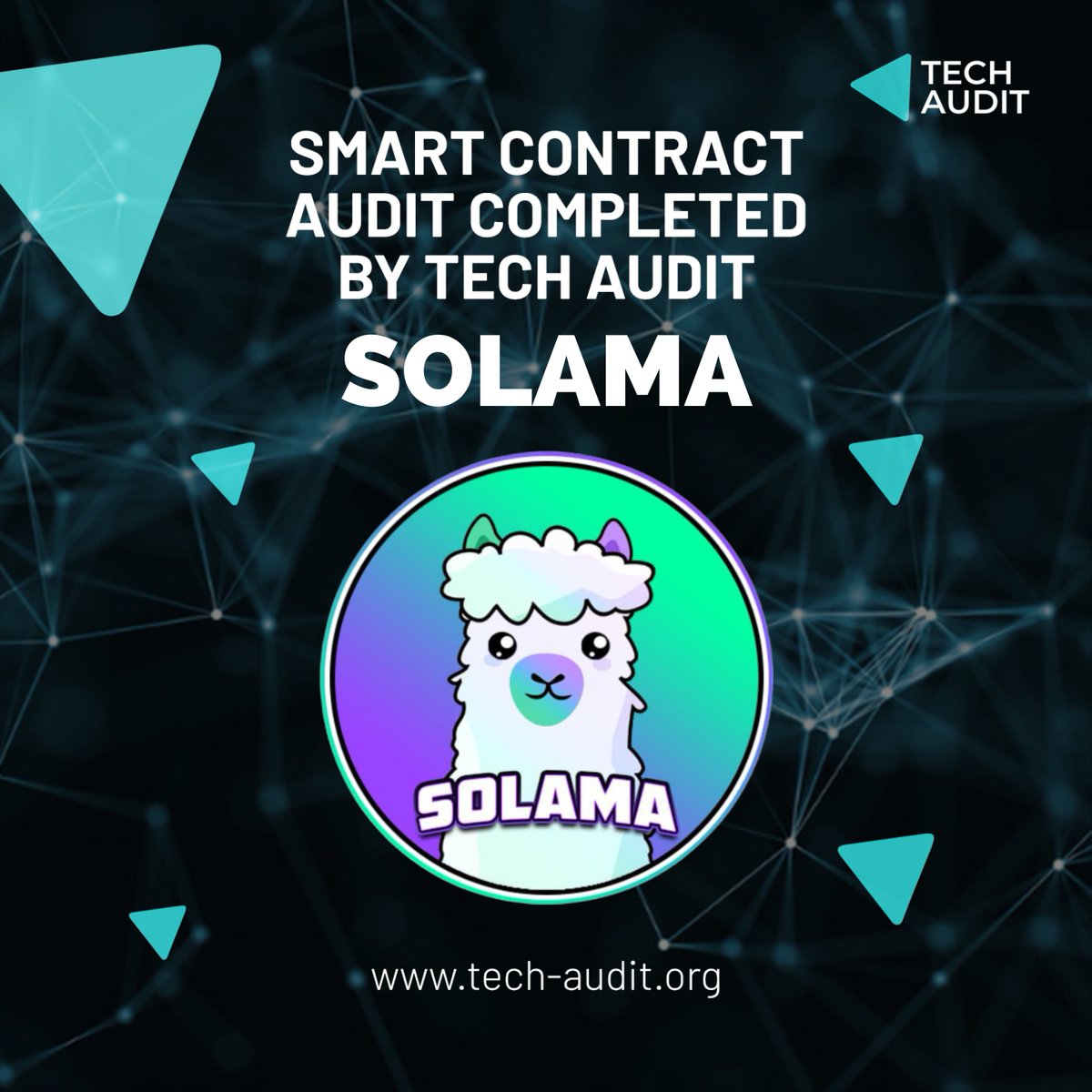 Hey there dear community members! $SOLAMA (<a href="/SolamaSPL/">SOLAMA | Solana Chain 🦙</a>) is audited and listed, check the report by link below.

Projects website 🌐: solama.vip

Audit link: github.com/Tech-Audit/Sma…  

More info: tech-audit.org