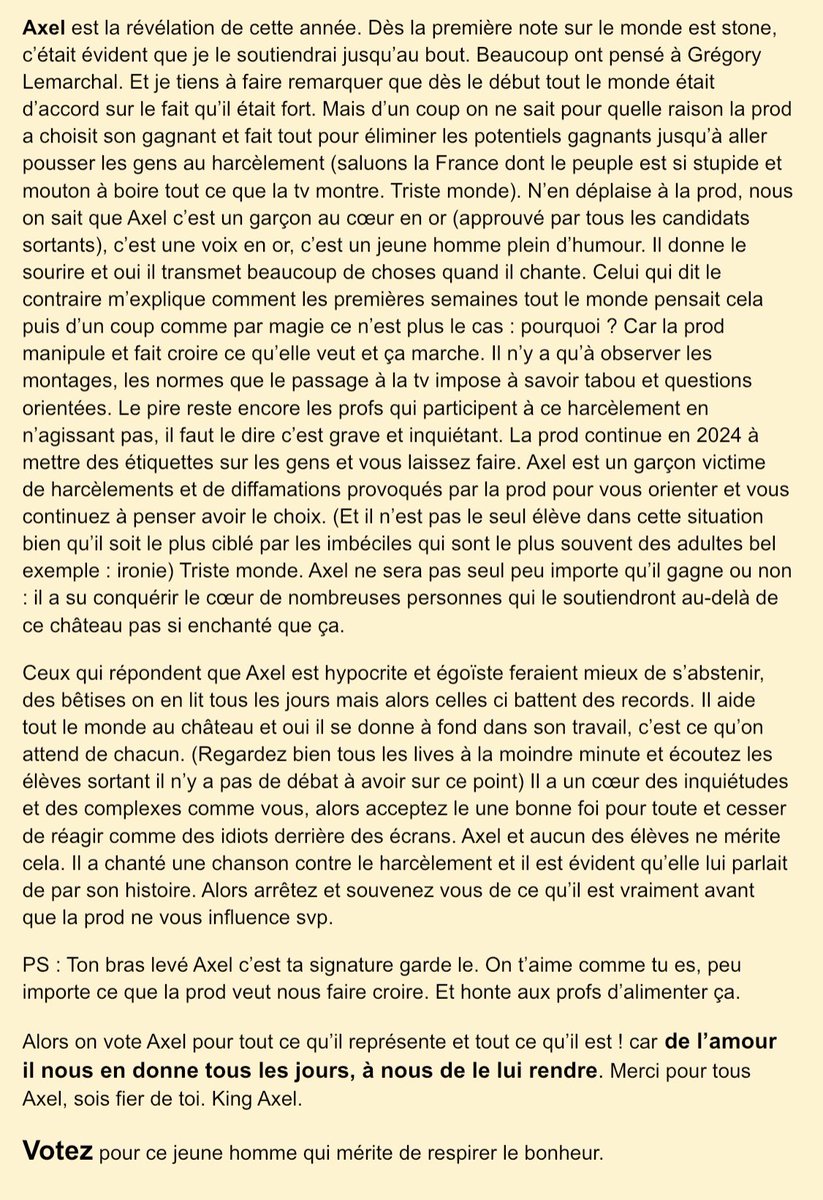 Star_Ac33's tweet photo. Tout est dit dans le texte.
Votez 1 au 71500 🐥
#StarAcademy #starac #Axel #StarAcademyleLive #StarAcademylive #Teampioupiou #Axelou #Pioupiou #TF1 #TeamAxel https://t.co/rfOUuHkVqQ