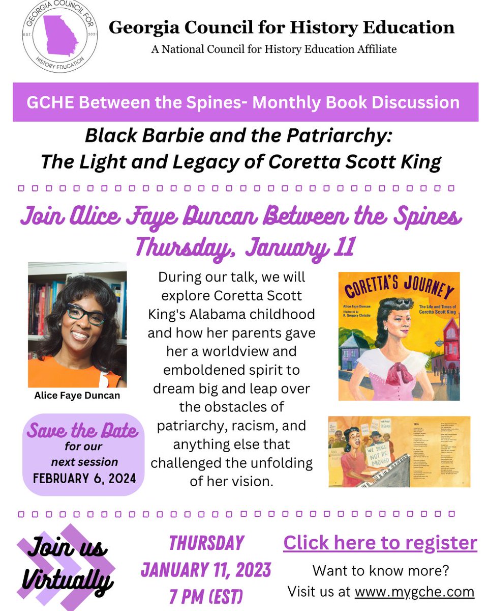 Join us on January 11! Alice Faye Duncan will lead us in a conversation about Coretta Scott King's legacy, centered around her latest (fantastic!) children's book.