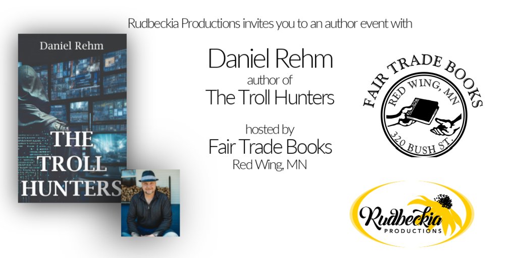 RudbeckiaProd's tweet photo. Make a plan to meet author Daniel Rehm on February 10th in Red Wing, MN Fair Trade Books! RSVP here https://t.co/XPBf8bcAuP 

@fairtrade_books #redwing #redwingmn #FairTradeBooks #DanielRehm #TheTrollHunters #RudbeckiaProductions #LetFlowersBeFlowers #PhilippineMaximinePI https://t.co/hoATqRHyOy