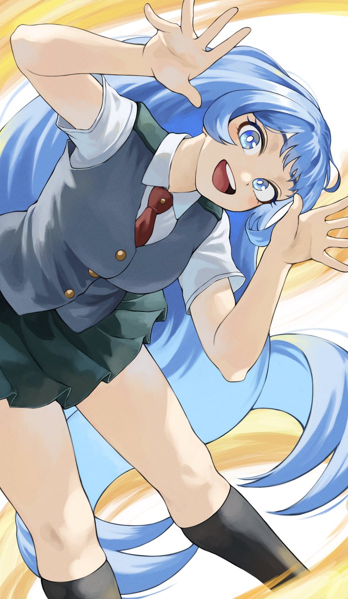 hadou nejire 1girl u.a. school uniform school uniform blue eyes blue hair long hair solo  illustration images