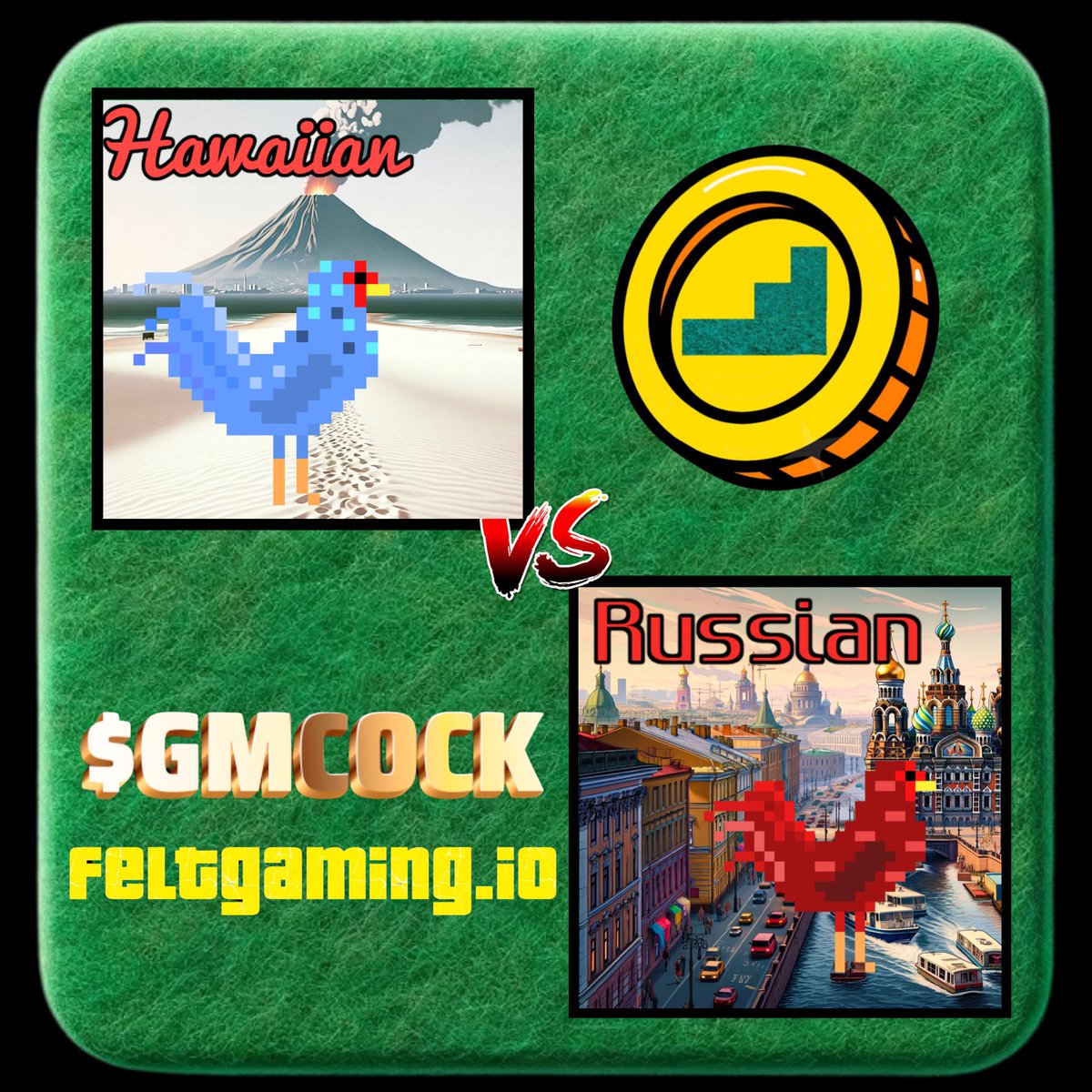 Giveaway time! 

Here is our second X contest featuring a match ran on our cockfighting game “Fight or Flight”. 

Reply with your pick of “Hawaiian” or “Russian” and repost this to be eligible. All correct picks on the winner get a prize of $GMCOCK the fight posts in ~3hrs.