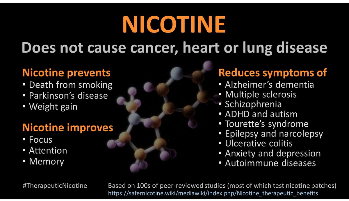 If cigarettes did not kill people, this mild stimulant would not have been demonized.

But they do kill people.  So it was demonized, and all peer-reviewed evidence for #TherapeuticNicotine health benefits has been swept under a rug.
medium.com/@tchad49/is-it…