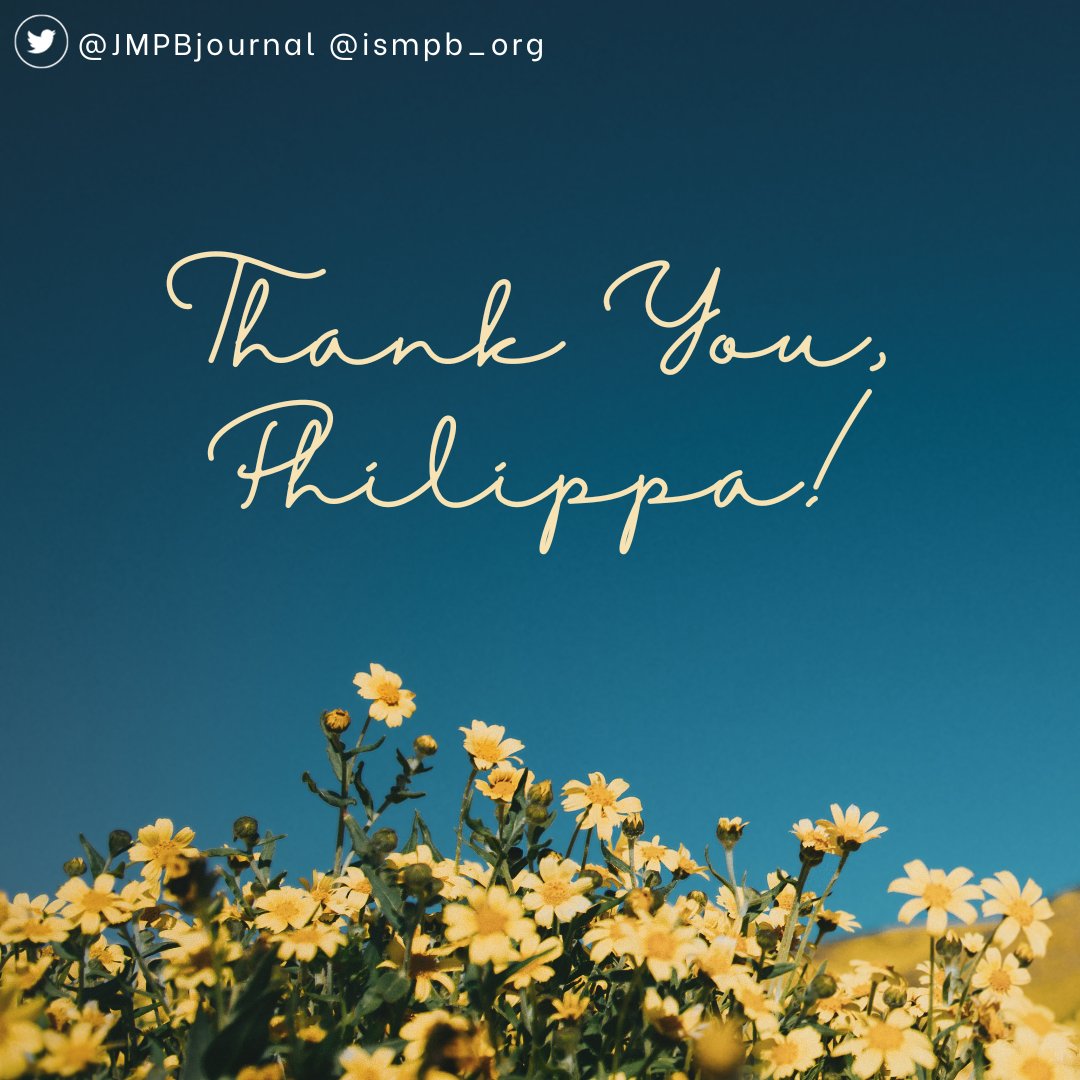 🥰A heartfelt thank you and au revoir to @DallPhilippa! 🏆Over her 3-year tenure as Editor-In-Chief of @JMPBjournal, Philippa has grown JMPB by earning a Cite score, publishing #ICAMPAM abstracts, holding panel discussions, creating a social media presence, & more! @ismpb_org