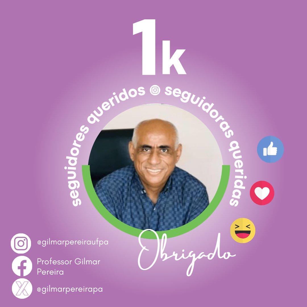 gilmarpereirapa's tweet photo. Mil seguidores e seguidoras no Instagram! 🎉🎉🎉
Obrigado por fazerem esta comunidade cada vez maior e mais plural!
#GilmarPereira #ProfessorGilmar #MilSeguidores #Gratidão #RedesSociais #Instagram https://t.co/CacN7A0wXG