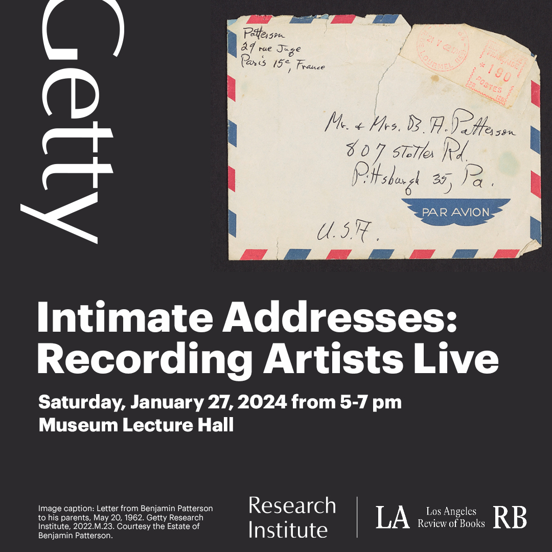 Los Angeles Review of Books (@lareviewofbooks) on Twitter photo On Jan 27, join <a href="/Tessathon/">Tess Taylor</a>, Pietro Rigolo, and <a href="/mayabinyam/">Maya Binyam</a> at the <a href="/GettyMuseum/">Getty</a> for a conversation and live podcast recording about some of the 20th century's most influential artists as told through their private correspondence. getty.edu/visit/cal/even… On Jan 27, join <a href="/Tessathon/">Tess Taylor</a>, Pietro Rigolo, and <a href="/mayabinyam/">Maya Binyam</a> at the <a href="/GettyMuseum/">Getty</a> for a conversation and live podcast recording about some of the 20th century's most influential artists as told through their private correspondence. getty.edu/visit/cal/even…