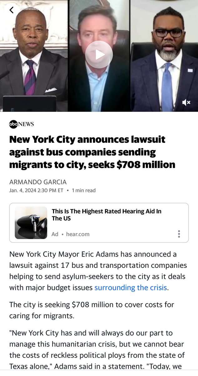 New York City Mayor Eric Adams has announced a lawsuit against 17 bus and transportation companies helping to send asylum-seekers to the city as it deals with major budget issues surrounding the crisis. The city is seeking $708 million to cover costs for caring for migrants.